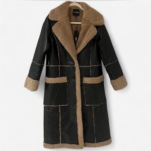 Fashion Nova Black and Tan Teddy Jacket